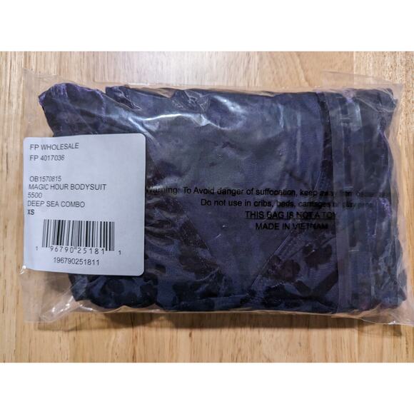 Free People Magic Hour Bodysuit Womens XS Velvet Long Sleeve Deep Sea Purple - Picture 2 of 7